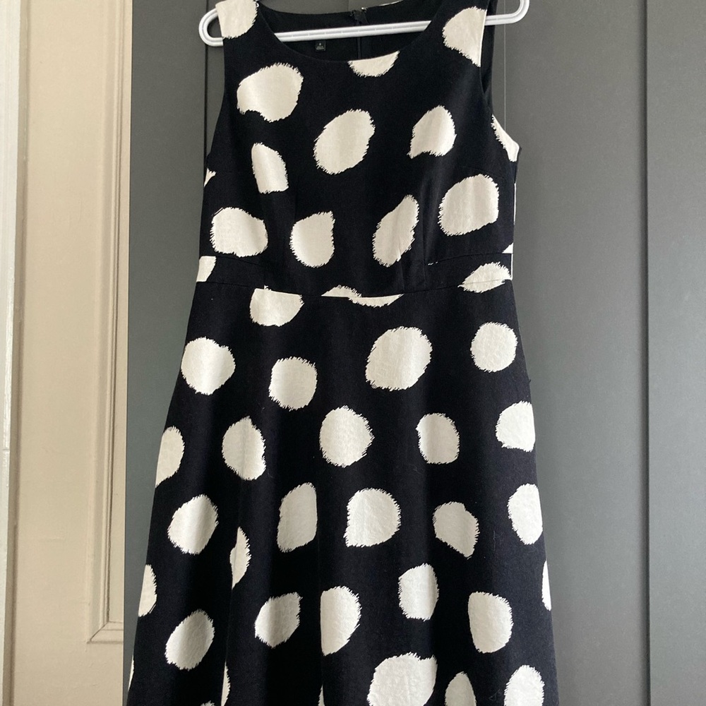 Talbots Jacquard Cow print / dot fit & flare lined dress